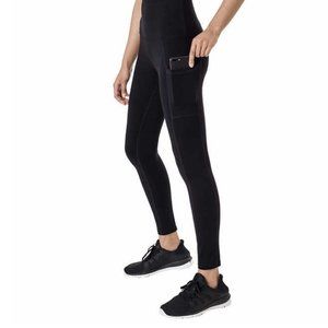 NWT Tuff Athletics leggings black side pockets Size L